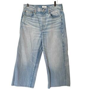 AE77 American Eagle Premium Stovepipe Wide Leg Baggy Jeans Light Wash, 12 Short